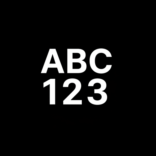 Kan du generera en fyrkantig bild för SHopify. I bilden ska det vara vit bakgrund, frilagda bokstäver ABC och nedanför bokstäverna ska det vara frilagda siffror 123
ABC och 123 ska vara i samma storlek och bredd.