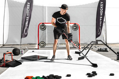 UNITE Rete di protezione per Hockey – Backstop completo con telaio, pali e rete